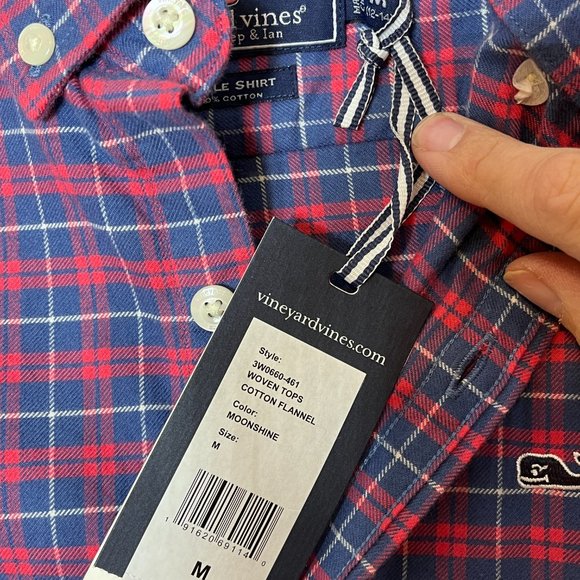 Vineyard Vines Kids Plaid Button Down Shirt - Blue and Red - Picture 4 of 4